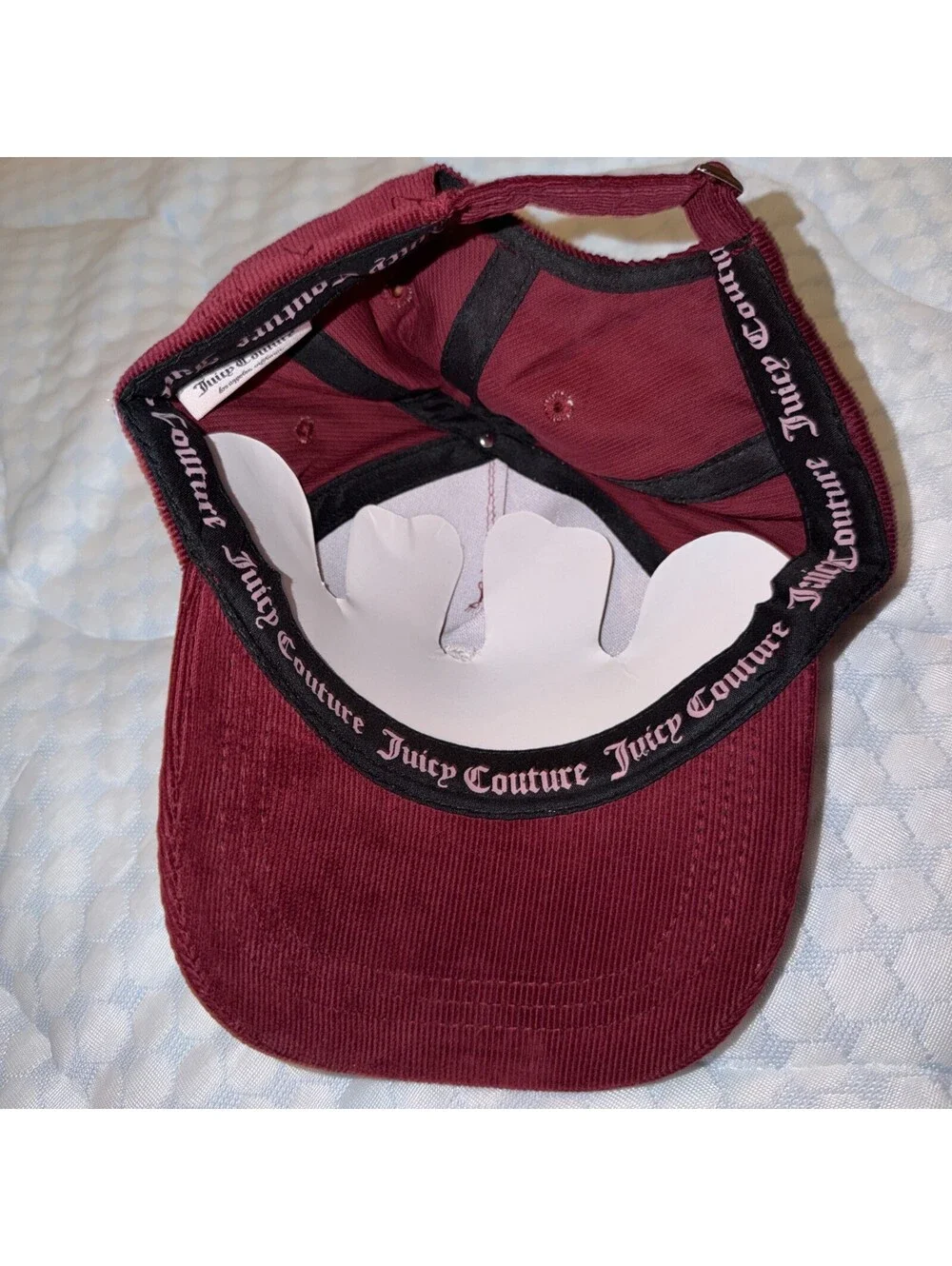 Juicy Couture Corduroy Baseball Hat NWT Maroon Red Embroidered Logo Cap Y2K